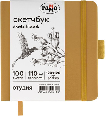 Скетчбук ГАММА Студия / 65S01B7100WF (100л, золотой) - 