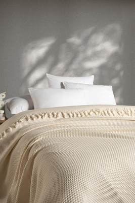 

Плед, Charla Sacakli Хлопок Евро 210x240 / PL031v1/Beyaz