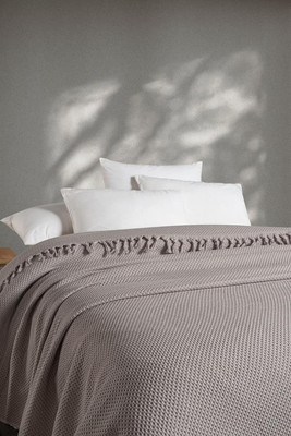 

Плед, Charla Sacakli Хлопок Евро 210x240 / PL031v2/Kahve