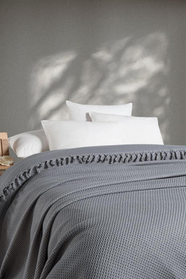 

Плед, Charla Sacakli Хлопок Евро 210x240 / PL031v4/K.Gri