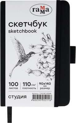 Скетчбук ГАММА Студия / 75S01B7100WB (100л, черный) -