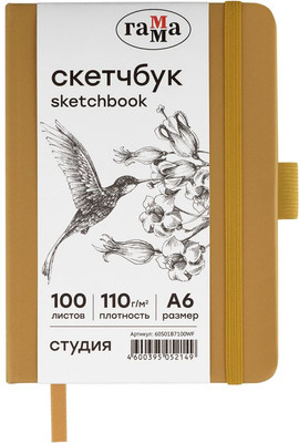 Скетчбук ГАММА Студия / 60S01B7100WF (100л, золотой) -