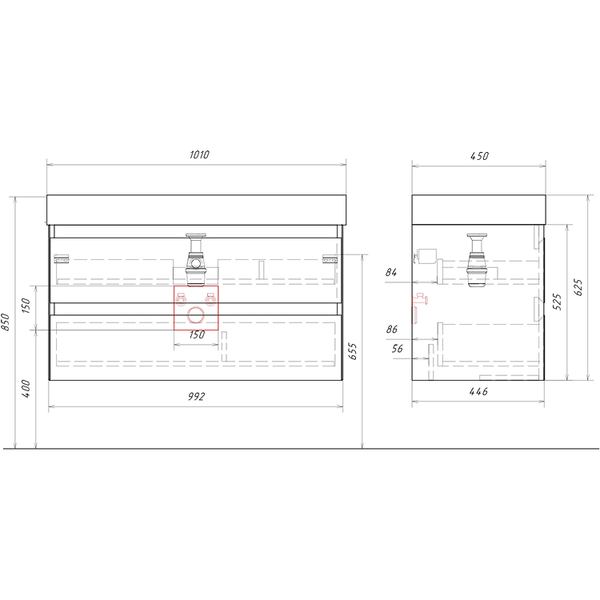 Купить Тумба с умывальником Aqwella Geometria GE01102SH+4610119205164 в Могилеве