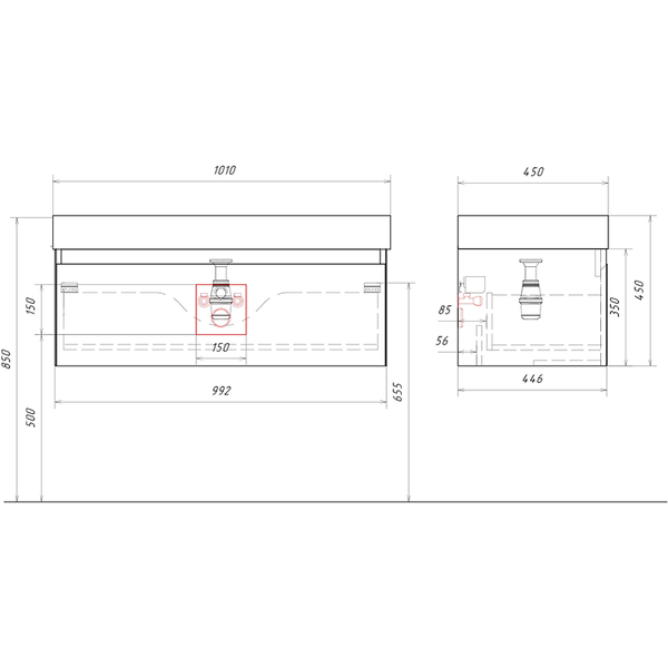 Купить Тумба с умывальником Aqwella Geometria GE01101SH+4610119205164 в Могилеве