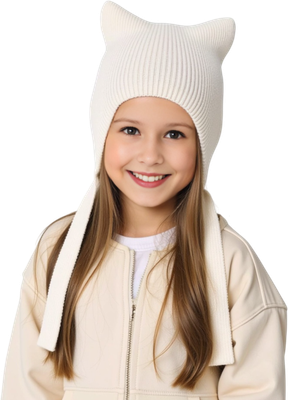 Шапка детская Amarobaby Meow / AB-OD25-MW16/33-54 (р.54-56, молочный) - 
