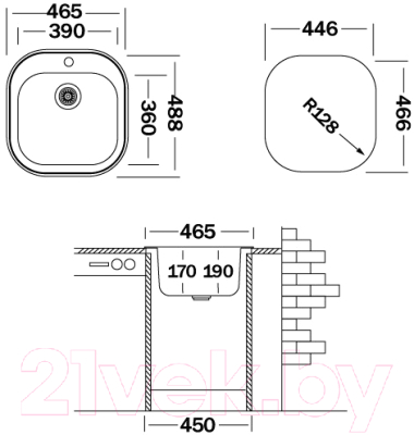 Мойка кухонная Ukinox Галант GAP465.488 GT6K 0C