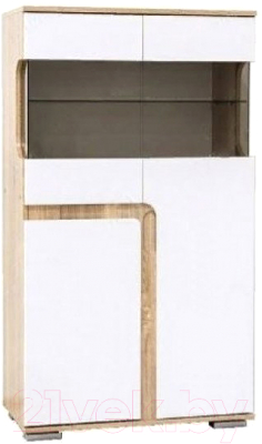 Шкаф с витриной SV-мебель Гостиная Нота 25 малая (дуб сонома/белый глянец)