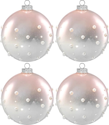 Набор шаров новогодних Elan Gallery Бусинки / 980092 (белый/нежно-розовый) - 