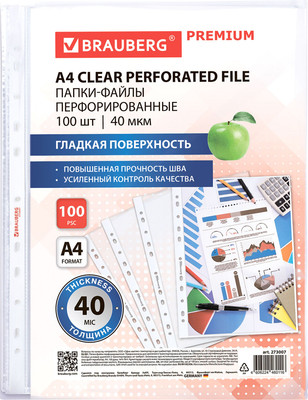 Набор файлов Brauberg Premium / 273007 (100шт) - 