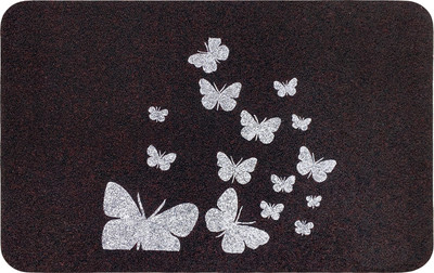 Коврик грязезащитный ComeForte Велюр Бабочки 60x90 (черный) - 