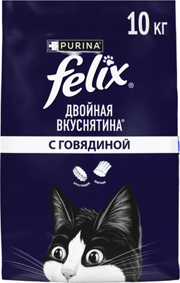Сухой корм для кошек Felix Двойная вкуснятина с говядиной (10кг) - 