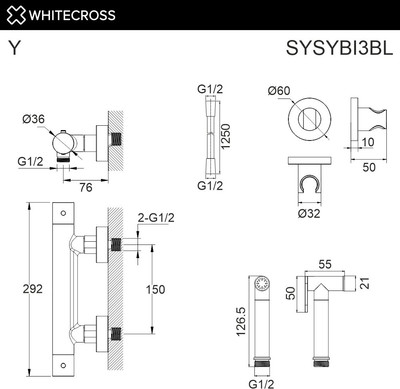 Гигиенический душ со смесителем Whitecross SYSYBI3BL (черный матовый) - 