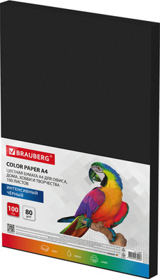 Бумага Brauberg А4 80г/м2 / 116666 (100л, черный) -