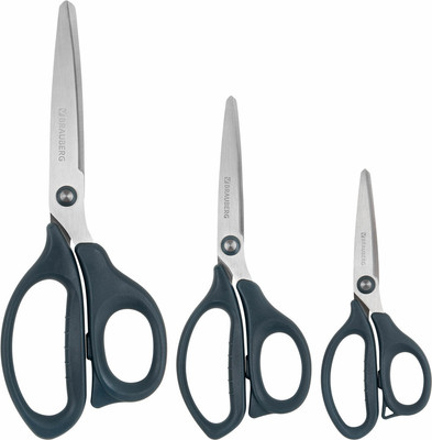 Набор ножниц канцелярских Brauberg Bomb / 272980 (3шт, темно-серый) - 