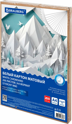 Набор белого картона Brauberg 116633 (200л, белый) - 