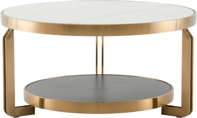 Журнальный столик Stool Group Калисто 90x90 / ECT-316-BRCG (светлая и темная керамика/сталь шампань) - 