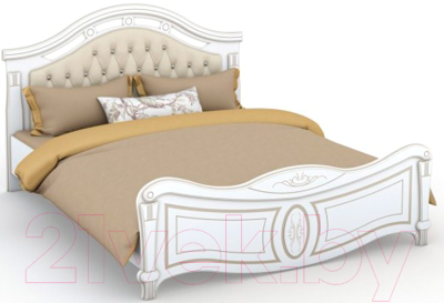 Двуспальная кровать Империал Александрина с ламелями МИ 160 (белый/золото)