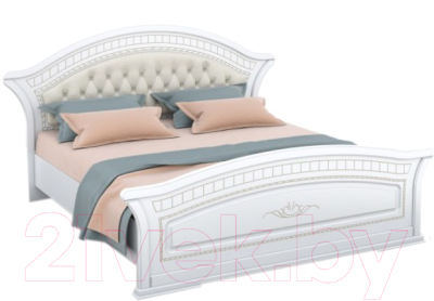 Двуспальная кровать Империал Диана с ламелями МИ (белый/золото)