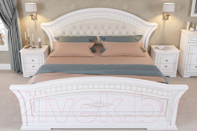 Двуспальная кровать Империал Диана с ламелями МИ (белый/золото)