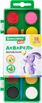 Акварельные краски Brauberg Kids / 191806 (12цв) -