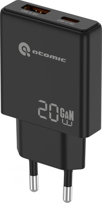 Зарядное устройство сетевое Atomic Blade G203 GAN 20W 2-порта USB (A+C) с кабелем USB (С-С) (1м) - 