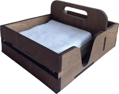 Салфетница ОМурМебель с рейками и отсеком для специй/зубочисток (коричневый) - 