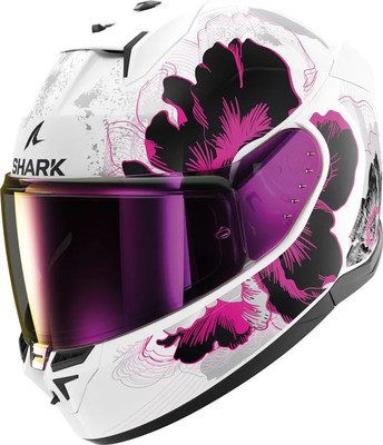 Мотошлем Shark Helmets D-SKWAL 3 Mayfer HE0926E-WVA-S (S, белый/фиолетовый/антрацит) - 