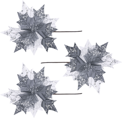 Набор елочных игрушек Золотая сказка Цветок / 592418 (3шт, серебряный) - 