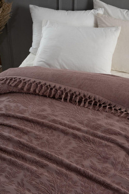 

Покрывало, Salkim с бахромой Евро 200x220 / Y1035 SALKIM Koyu Kahve