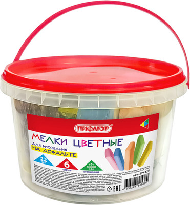 Набор мела канцелярского Пифагор В ведерке / 274125 (22шт) - 