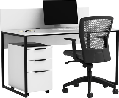 Письменный стол Crafto Тор с экраном и тумбой 02 138x70x75 (белый/черный) - 