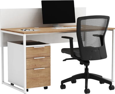 Письменный стол Crafto Тор с экраном и тумбой 03 138x70x75 (белый дуб) - 