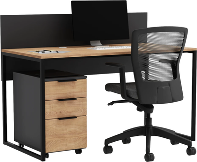 Письменный стол Crafto Тор с экраном и тумбой 04 138x70x75 (графит дуб) - 