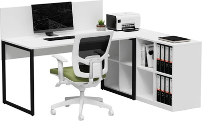 Письменный стол Crafto Тор Хлоя с тумбой 01 178x140x75 (белый/черный) - 