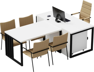 Письменный стол Crafto Дойл 02 с приставкой 210x160x79 (белый/черный) - 