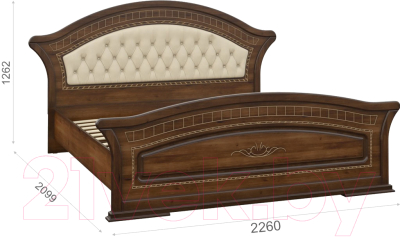 Двуспальная кровать Империал Диана без ОМ МИ (белый/серебристый) - размеры кровати на примере товара другой расцветки