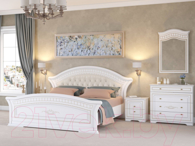 Двуспальная кровать Империал Диана с ламелями МИ (белый/серебристый)
