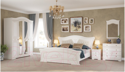 Двуспальная кровать Империал Каролина с ламелями МИ 160 (белый/золото)