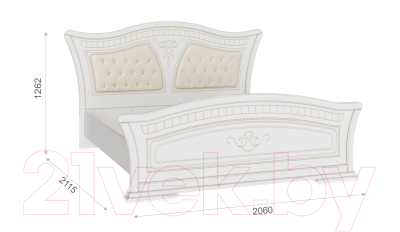 Двуспальная кровать Империал Каролина с ламелями МИ 160 (белый/золото)