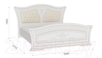 Двуспальная кровать Империал Каролина с ламелями МИ 180 (белый/золото)