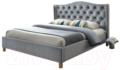 Двуспальная кровать Signal Aspen Velvet 160x200 (серый)