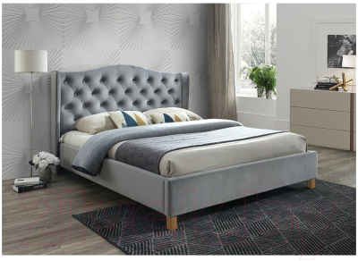 Двуспальная кровать Signal Aspen Velvet 160x200 (серый)