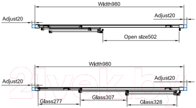 Душевой уголок Omnires Chelsea NDT10X + NDR80X