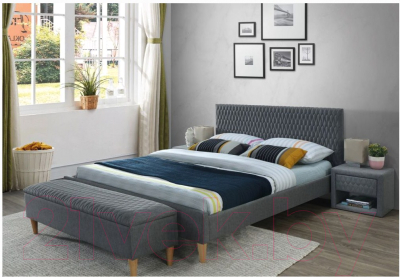 Двуспальная кровать Signal Azurro 160x200 (серый/дуб)