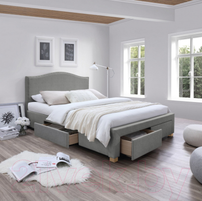 Двуспальная кровать Signal Celine 160x200 (серый/дуб)