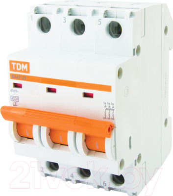 Выключатель автоматический TDM ВА 47-29 3Р 10А (В) 4.5кА / SQ0206-0040
