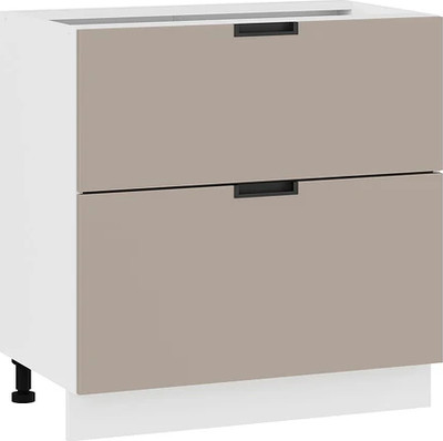 Шкаф-стол кухонный ТриЯ Гренада 1Н8Я2 с двумя ящиками (белый/холст латте) -