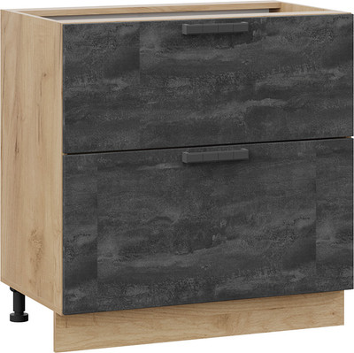 Шкаф-стол кухонный ТриЯ Детройт 1Н8Я2 с двумя ящиками (дуб крафт золотой/угольный камень) -