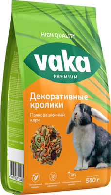 Корм для грызунов ВАКА Premium для декоративных кроликов / В54228 (500г) - 