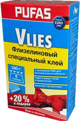 Клей для обоев Pufas Euro 3000 Флизелиновый (240г) - 